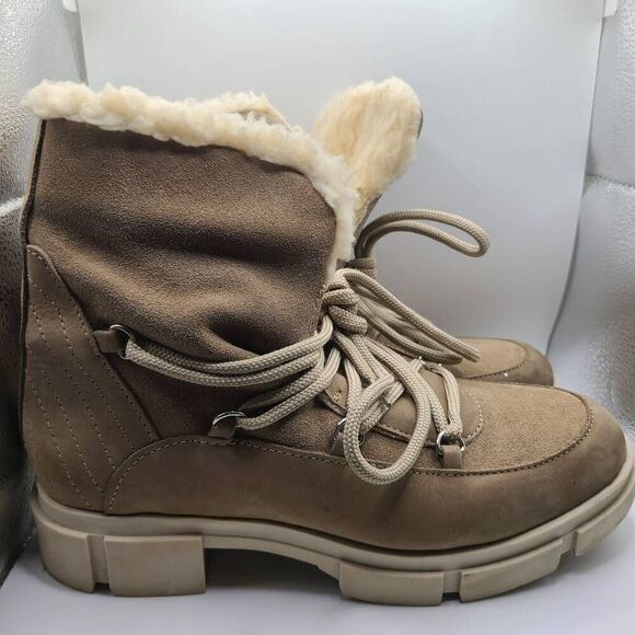 AVELLINI PORTUGAL SUEDE SHEARLING SHERPA LACEUP BOOTS SIZE 8 - Picture 3 of 6